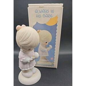 VTG 1990 Precious Moments Figurine Always In His Care 524522 Blonde Girl Chick
